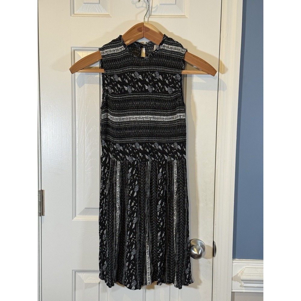 bebop S Black White Floral Smocked Boho‎ Cottage Short Dress Spring Summer